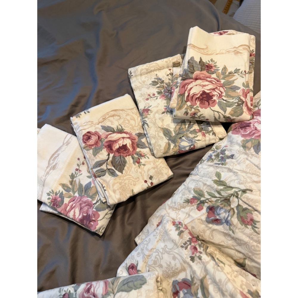 WestPoint Stevens Full Flannel Sheet Set 100% Cotton Floral Rose Cottagecore NEW - Picture 3 of 8